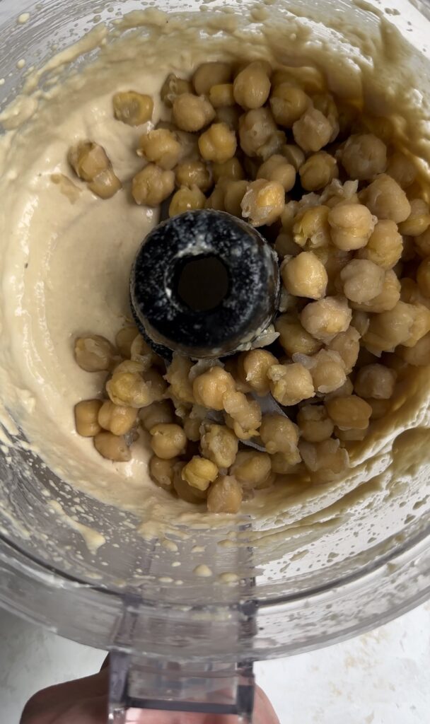 tahini base with boiled chickpeas