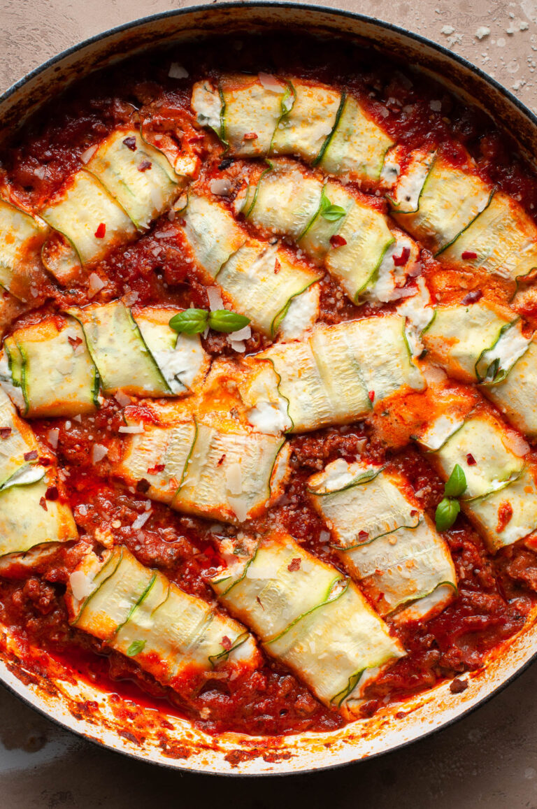 Zucchini Rollups & Turkey Meat Sauce