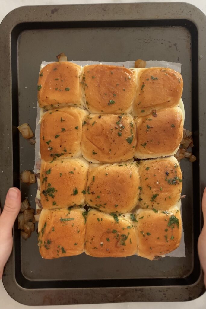 tops placed on top brushed with butter