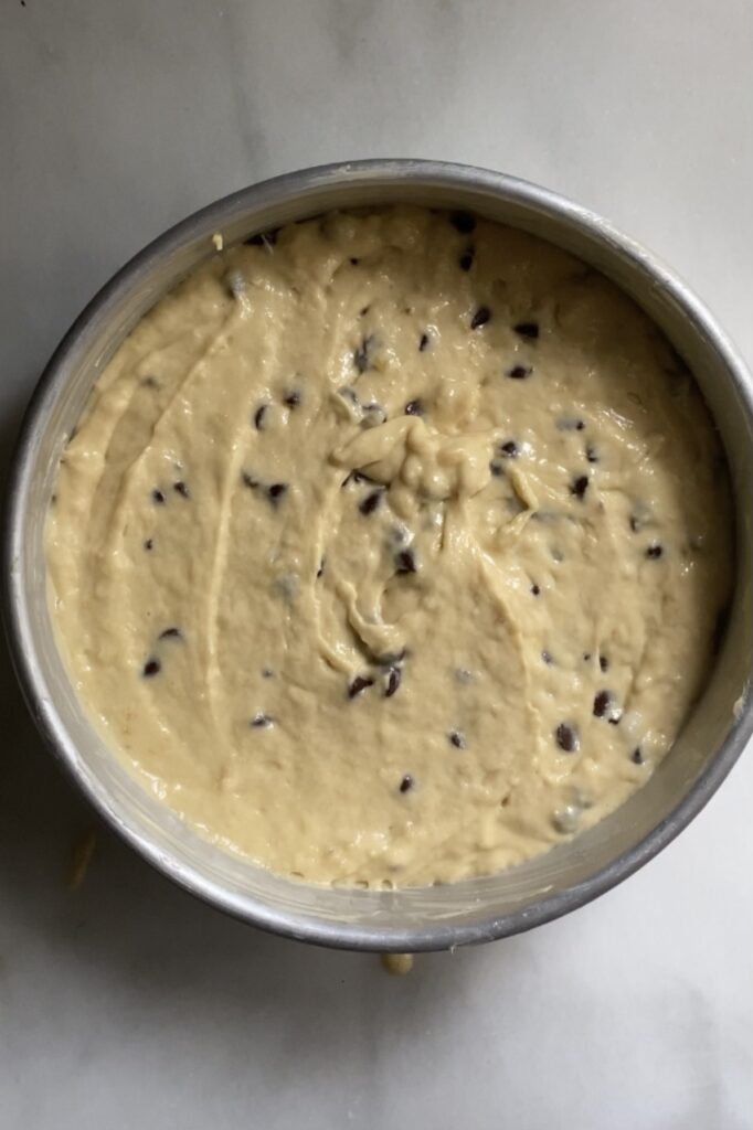 batter in greased baking tin