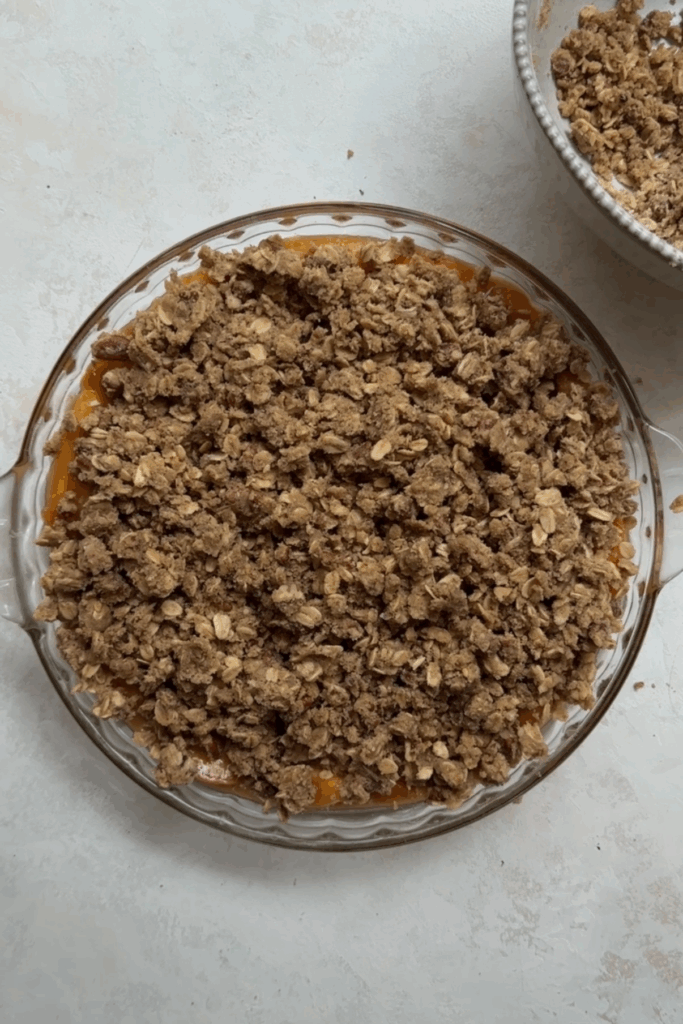 peach crisp before baking