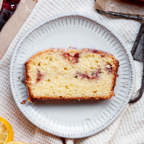 Raspberry Swirl Lemon Loaf Cake