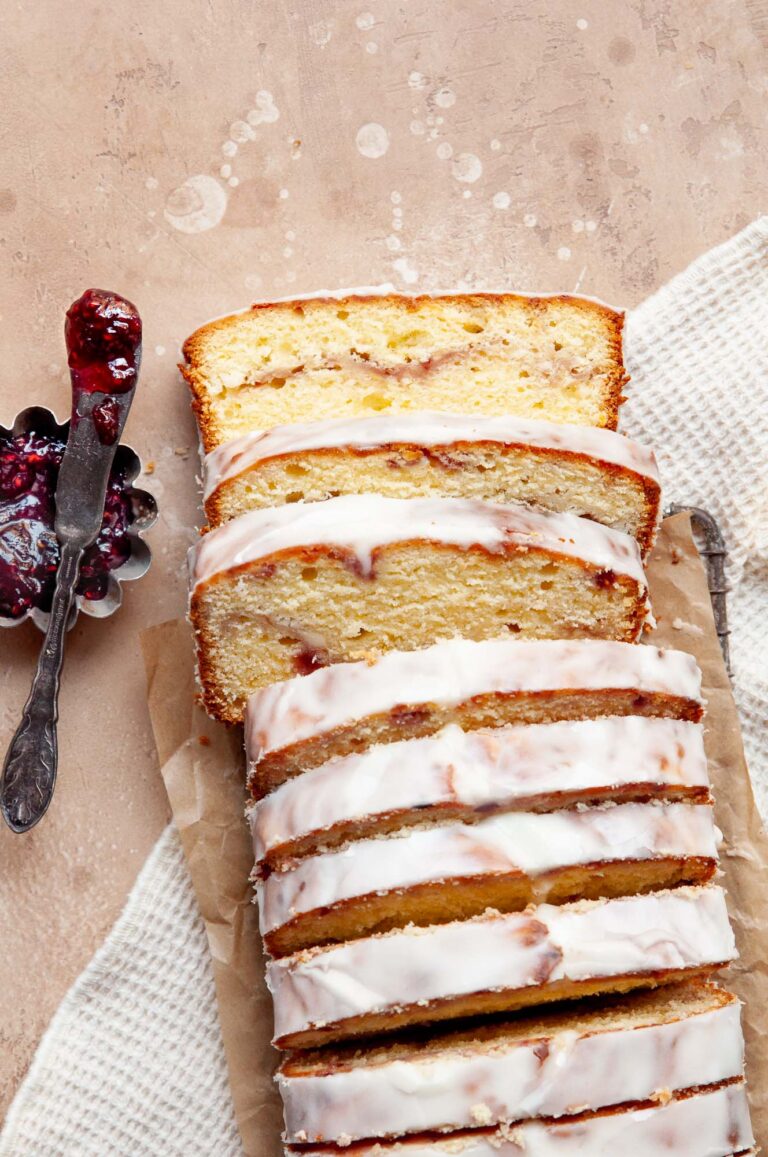 Raspberry Swirl Lemon Loaf Cake