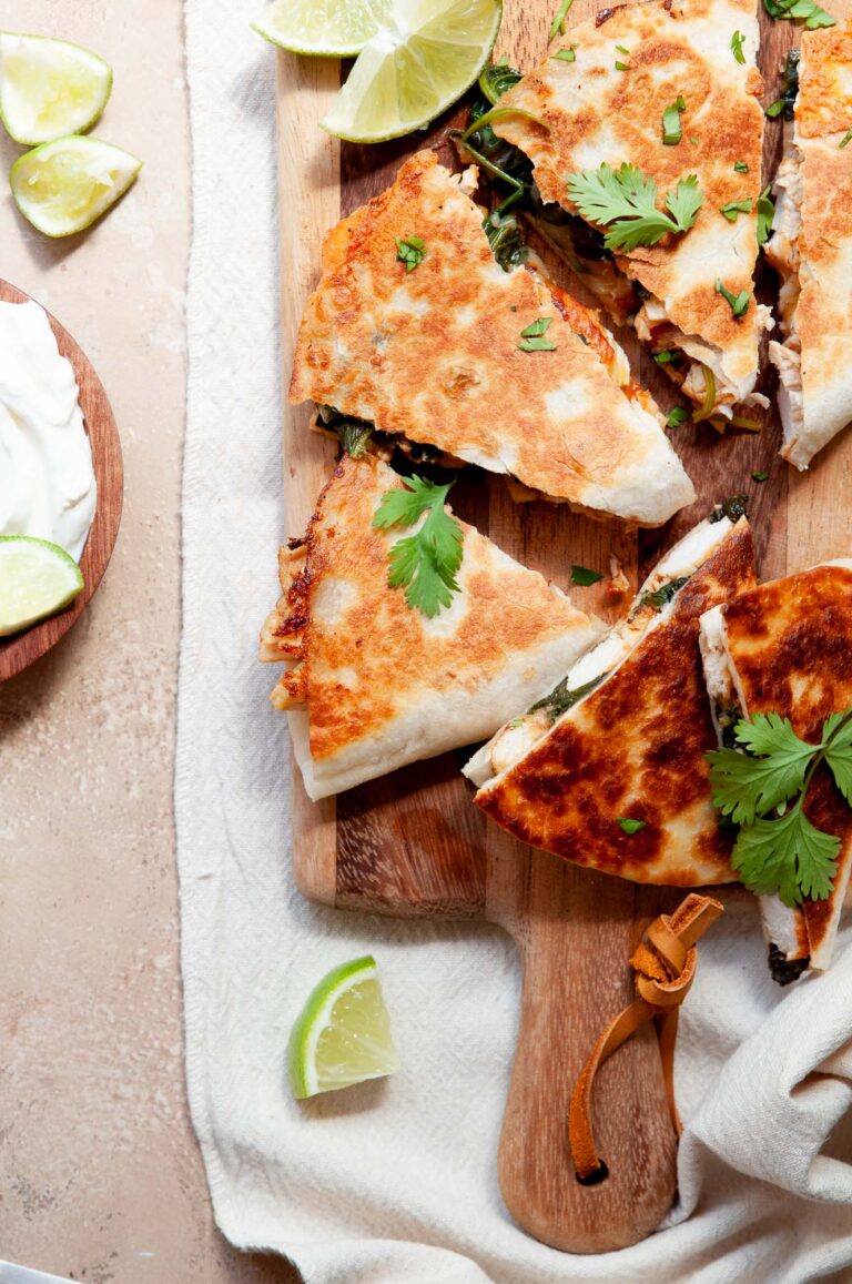 Cheesy Chicken Spinach Quesadilla