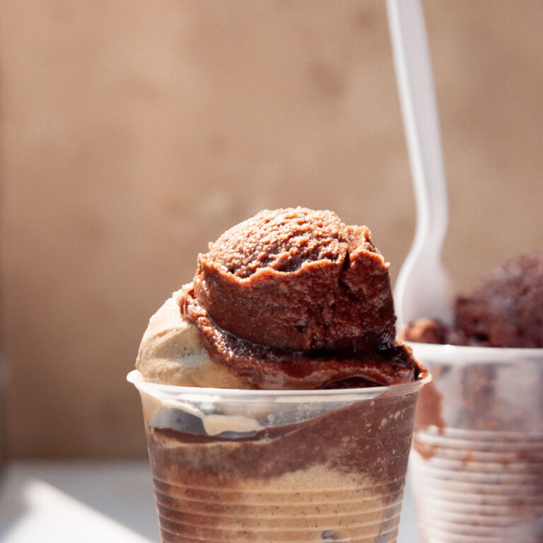 chocolate water ice layered with ice cream
