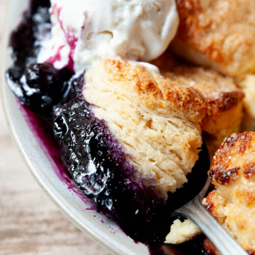 Blueberry Cobbler with Cream Cheese Biscuits