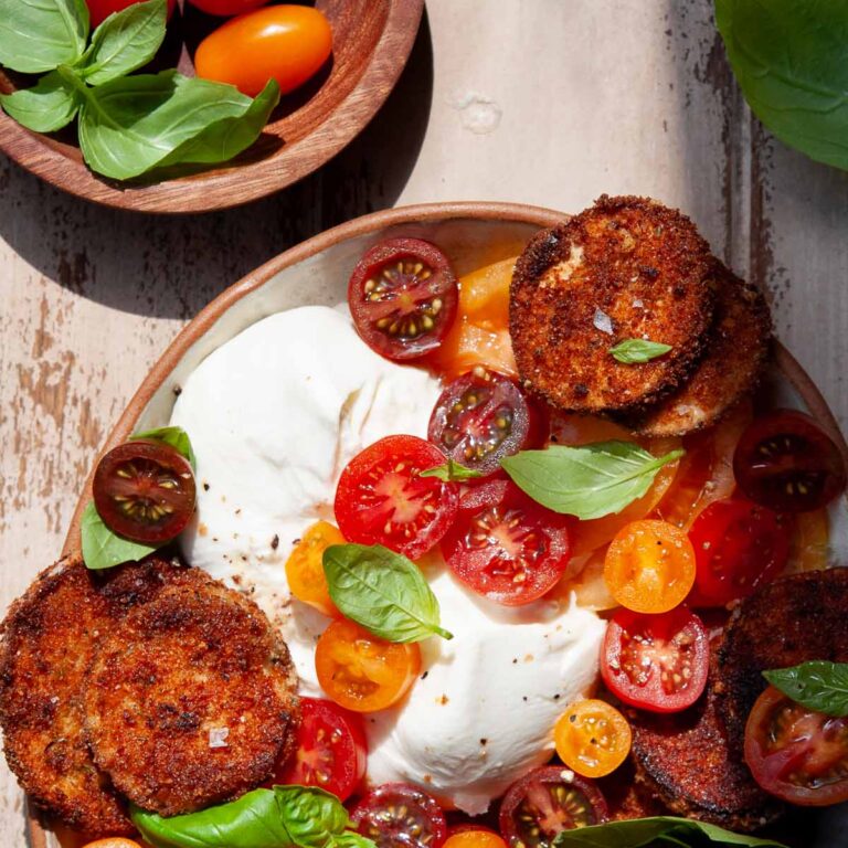 Fried Eggplant Caprese Salad