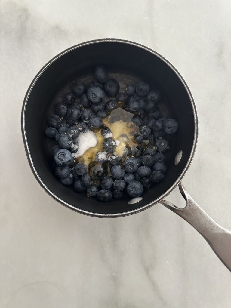 fresh blueberries with sugar, honey & zest