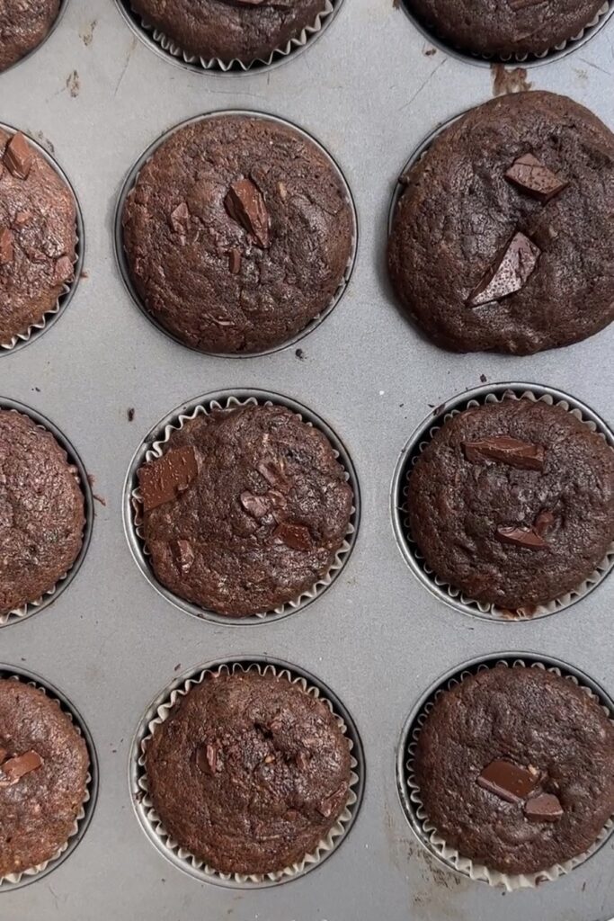 baked chocolate zucchini muffin