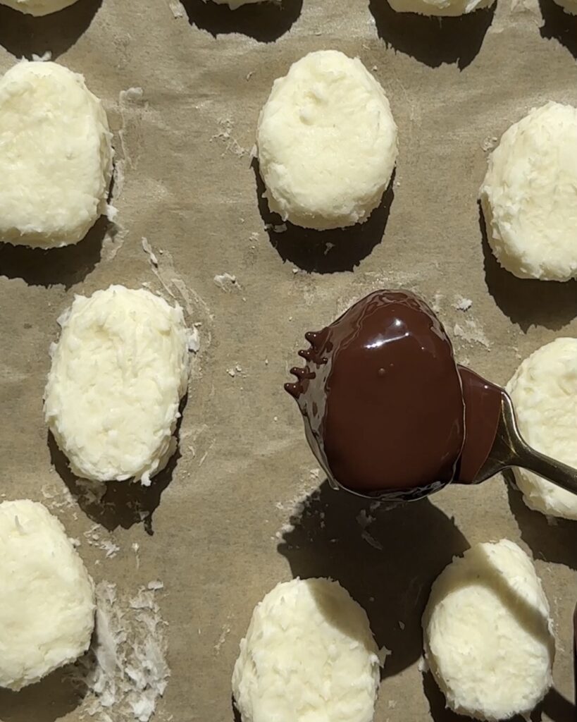 freshly dipped coconut egg