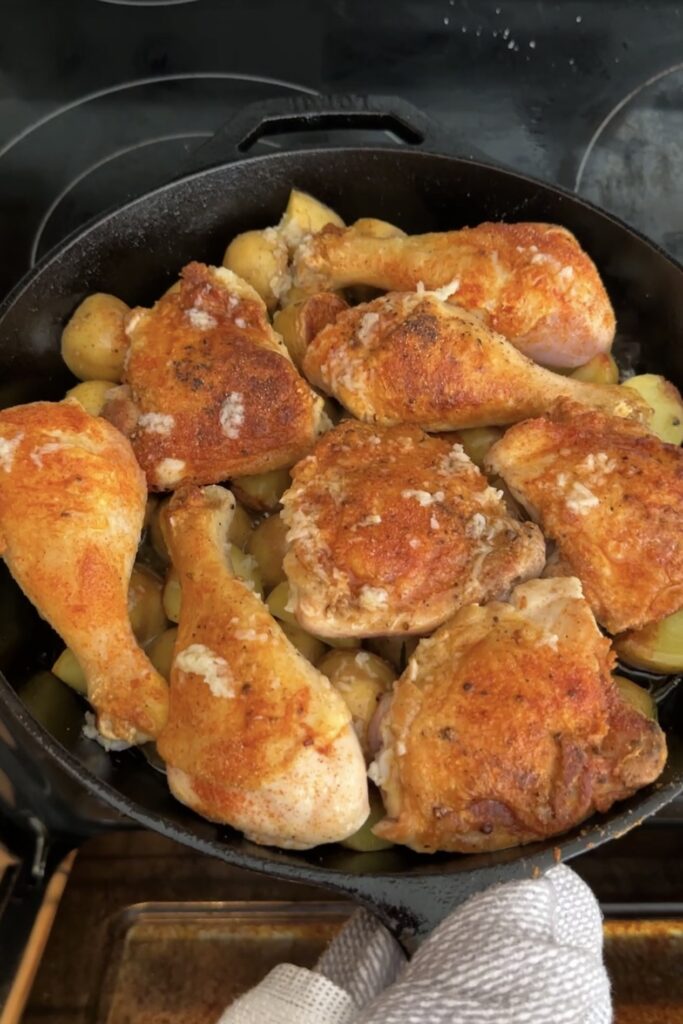 chicken and potaotes right before baking