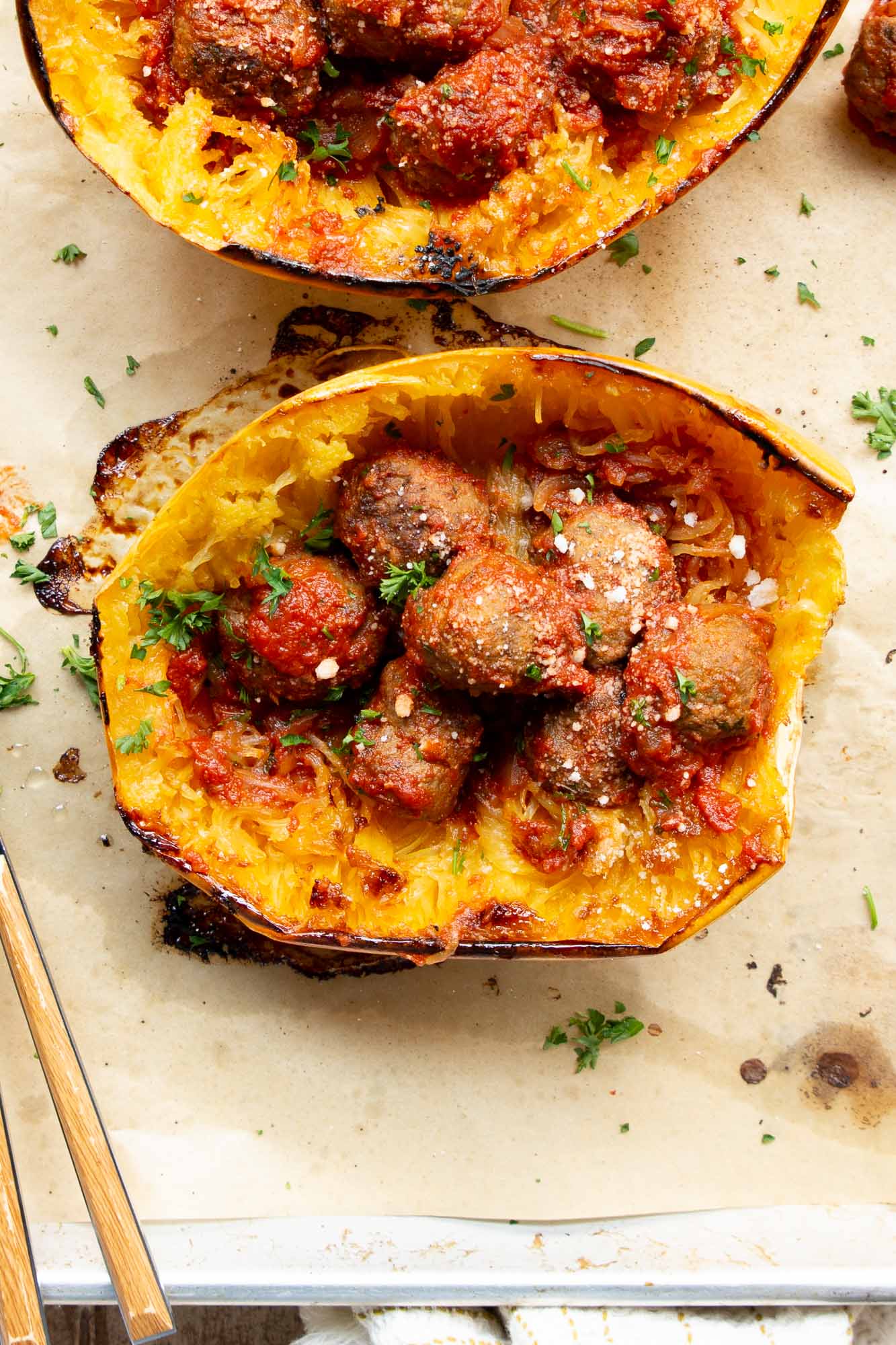 Air Fryer Meatballs & Spaghetti Squash