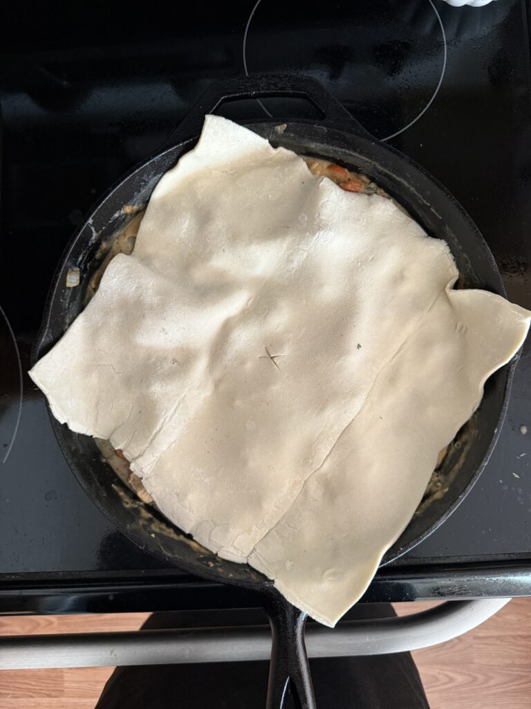 right before baking with raw puff pastry sheet