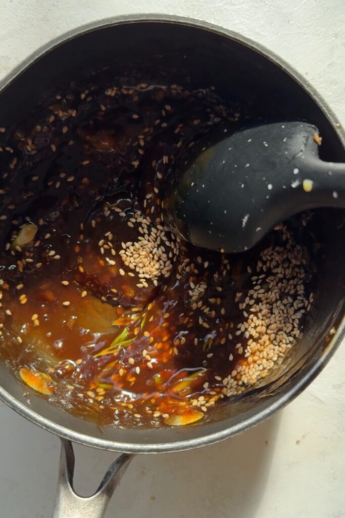 orange sesame salmon finished glaze