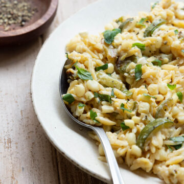 zucchini and corn orzo